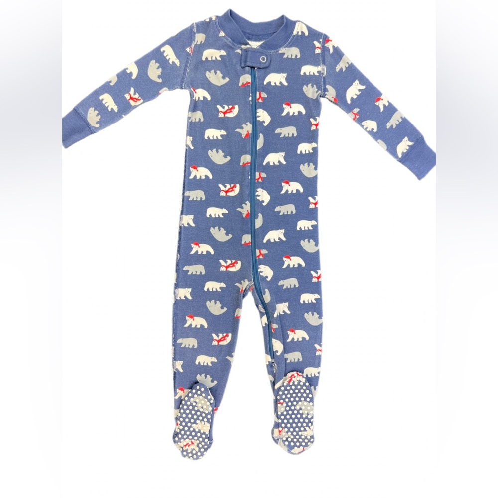 THE COMPANY STORE Organic Cotton Polar Bear Print Zip Footie - 18-24M